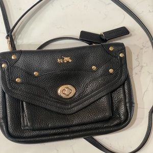 Coach Black and Gold Leather Crosstown Shoulder bag